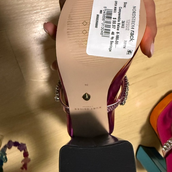 Kurt Geiger metallic rainbow pumps. NBW